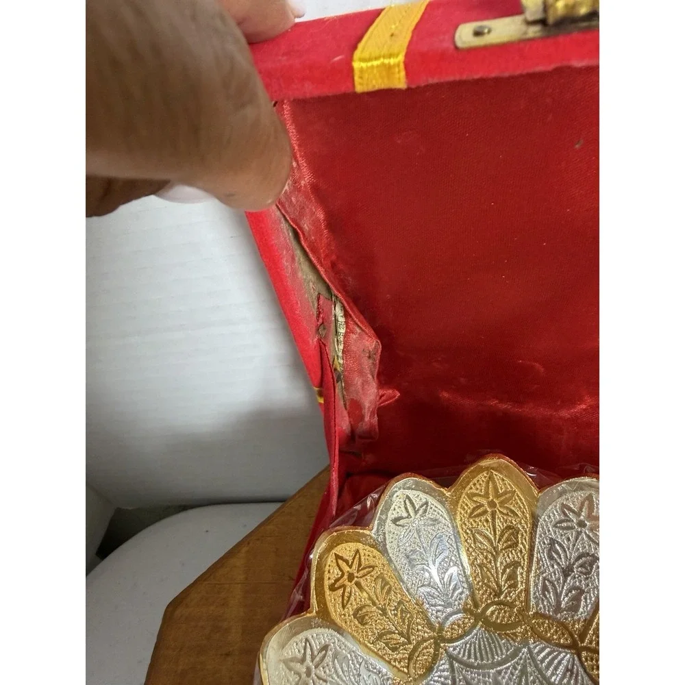 Indian‎ Gold & Silver Plated Bowl with Spoon in box